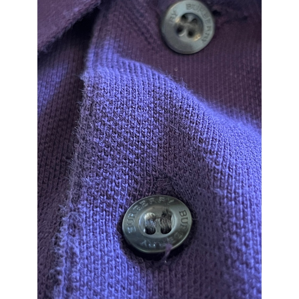 Burberry Brit Short Sleeve Polo Shirt Women L Purple Logo Classic Preppy Lux - Picture 11 of 13